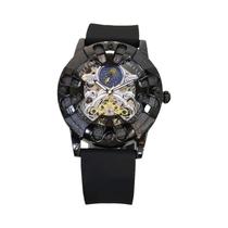 Uma fita preta masculina elegante fase da lua numeral árabe relógio mecânico totalmente automático