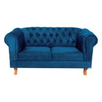 Uma Namoradeira + Duas Poltronas Chesterfield Capitonê Duque Veludo - Azul Marinho / Decoração, Recepção, Salas de Tv e Estar