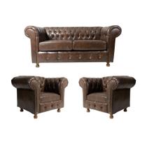 Uma Namoradeira + Duas Poltronas Chesterfield Capitonê Luis XV Corano - Marrom / Decoração, Recepção, Salas de Tv Uma Namoradeira + Duas Poltronas Chesterfield Capitonê Luis XV Corano - Marrom / Decoração, Recepção, Salas de Tv
