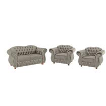 Uma Namoradeira + Duas Poltronas Chesterfield Merlo - Suede Cinza / Decoração , recepção , sala tv estar