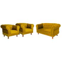Uma Namoradeira + Duas Poltronas Duque - Amarelo Ouro
