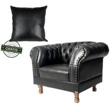 Uma Poltrona Chesterfield Duque + Uma Almofada - Corano Preto / sala de estar Recepção Uma Poltrona Chesterfield Duque + Uma Almofada - Corano Preto / sala de estar Recepção