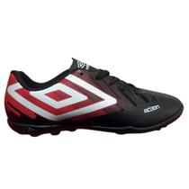 Umbro Chuteira Society Action JR Masculina Preto/Vermelho/Branco