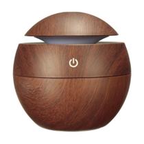 Umidificador Aromatizador Difusor Aromas Eletrico Madeira USB LED 7 Cores BOLINHA ESCURA