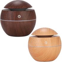 Umidificador Aromatizador Difusor de Ar 130ml Led 7 Cores Estilo Madeira