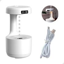 Umidificador De Ar difusor água essência Relógio digital cascata inversa 800ml água que sobe