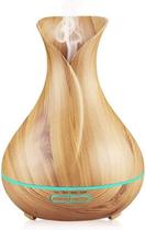 Umidificador de ar e difusor de aromas 400ml - silencioso e lindo para decorar seu ambiente (Madeira Clara) BM029