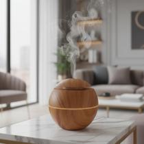 Umidificador de Ar Formato Bola Marrom com Função Aromatizador Ultrassônico para Melhorar Qualidade do Ar e Bem Estar