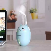 Umidificador De Ar Modelo De Gato 3 Em 1 - Led/ Ventilador/ Luminária Usb