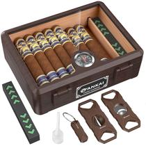 Umidificador de charutos FANKAI Glass Top com cortador e higrômetro 50 charutos