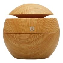 Umidificador Design de Vaso Aromatizador Silencioso textura de Madeira Recarregável com LED