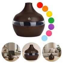Umidificador LED Ar Ambiente Purificador Portátil C/ Luminária Difusor 300ml Tabaco Amadeirado Silencioso Ultrassônico