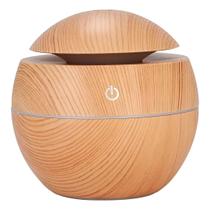 Umidificador Ultrassônico Usb Tom Madeira Difusor Aromas Led