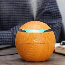 Umidificador Vaso Aromatizador Ultrassônico Tipo Madeira Usb Com Led Colorido Mini Umidificador:Bolinha Marrom Claro