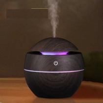 Umidificador Vaso Aromatizador Ultrassônico Tipo Madeira Usb Com Led Colorido Mini Umidificador:Bolinha Marrom Escuro