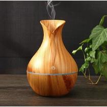 Umidificador Vaso Aromatizador Ultrassônico Tipo Madeira Usb Com Led Colorido