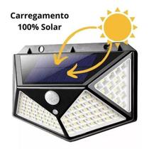 uminária Parede Solar 100 Leds Bateria Luz Balizador Jardim