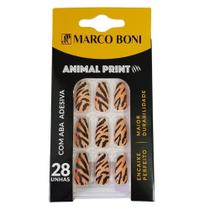 Unha Postiça Autoadesiva 28UN Animal Print Tigre Marco Boni