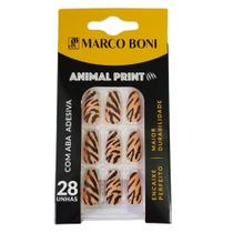 Unha Postiça Autoadesiva 28Un Animal Print Tigre Marco Boni
