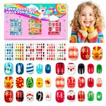 Unhas artificiais sintéticas AGGKKY Kids Press on Nails 144 unidades