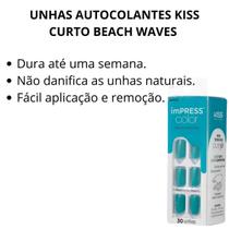 Unhas Autocolantes Kiss Ny Impress Curto Beach Waves