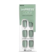 Unhas Autocolantes Kiss Ny Impress Curto Going Green Imc34b