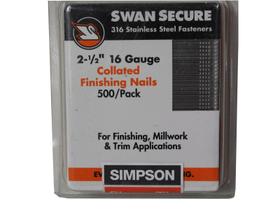 Unhas de acabamento Simpson Strong-Tie T16N250FNB 6,4 cm, calibre 16 Unhas de acabamento Simpson Strong-Tie T16N250FNB 6,4 cm, calibre 16