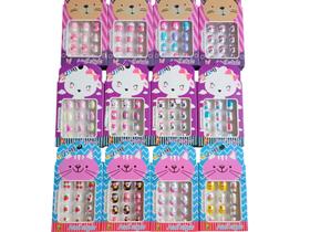 Unhas Decoradas Postiças Infantis Caixa com 12 Unidades Autocolantes Unhas Decoradas Postiças Infantis Caixa com 12 Unidades Autocolantes