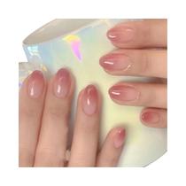 Unhas Francesas Curtas Em Gradiente Minimalista 24 Peças Gel Jelly E Lixa De Unha Incluídas