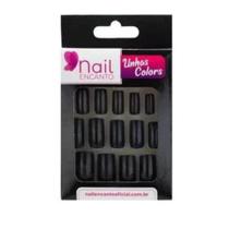 Unhas Nail Encanto Colors Preta 28 Uni