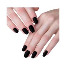 Unhas Postiças Acrílicas Curtas Quadradas Pretas Brilhantes Com Gradiente Azul 24PCS Para Mulheres E