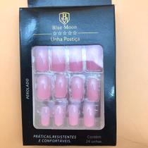 Unhas Postiças Auto Colante - Com 24 Unids - Blue Moon - Unhas Tamanho Médio Rosa