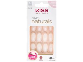 Unhas Postiças Autocolantes Kiss New York - Salon Natural Amendoado Médio 28 Unidades