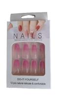 Unhas Postiças Bailarina com Cola Kit com 12 Unidades e Aplicação Profissional