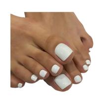 Unhas Postiças Curtas Brancas Naturais Em Cor Sólida, 24PCS De Unhas Falsas Para Os Pés