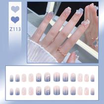Unhas Postiças Curtas Brilhantes Com Borboleta, 24 Peças, Destacáveis, Usáveis, Quadradas, Cobertura