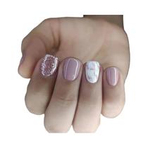 Unhas Postiças Curtas Quadradas Cor Lavanda, 24 Unidades, Cobertura Completa, Removíveis, Para