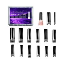 Unhas Postiças De Gel Macio 2XL Extra Longas Com Cobertura Total, Acabamento Fosco Transparente,