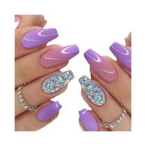 Unhas Postiças Francesas Borboleta Azul Esverdeada 24 Peças Quadradas Curtas Impermeáveis De