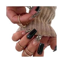 Unhas Postiças Francesas Curtas Brancas Em Formato Quadrado 24pcs Removíveis Com Padrão De Sangue