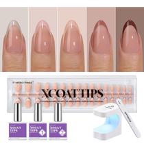 Unhas Postiças Francesas em Gel XCOATTIPS - Tons de Pele - Btartbox Nails