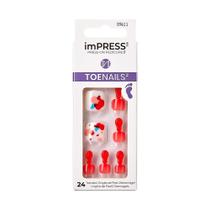 Unhas postiças KISS ImPress Pedi Toenails Vermelho Rubi Branco