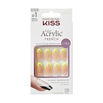 Unhas Postiças KISS Salon Acrílico Francês Neon Amarelo - Estilo Hype