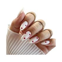 Unhas Postiças Longas Em Forma De Amêndoa 24 Peças Com Lixa E Cola Gel