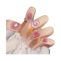 Unhas Postiças Longas Em Forma De Amêndoa Para O Dia Dos Namorados, 24 Peças, Com Laço De Pérola E Unhas Postiças Longas Em Forma De Amêndoa Para O Dia Dos Namorados, 24 Peças, Com Laço De Pérola E