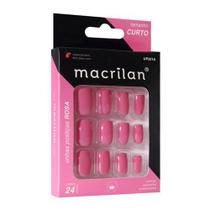 Unhas postiças Macrilan tamanho curto cor Rosa UP201A