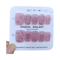 Unhas Postiças Matte Roxo Rosa Hello Kitty 10 Peças Pontas De Unhas Removíveis Com Laço De Gato Fofo