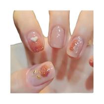 Unhas Postiças Médias Longas Com Design Floral De Cogumelo E Abelha, 24 Peças, Pontas Quadradas Em