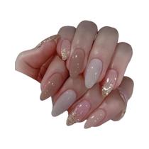 Unhas Postiças Médias Longas De Moda Outono Inverno 24 Peças Com Pontas Em Formato De Folhas De