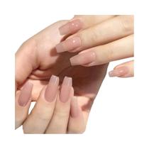 Unhas Postiças Nude Longas Francesas Em Formato Coffin 24pcs Rosa Cinza Marrom Decoração De Inverno